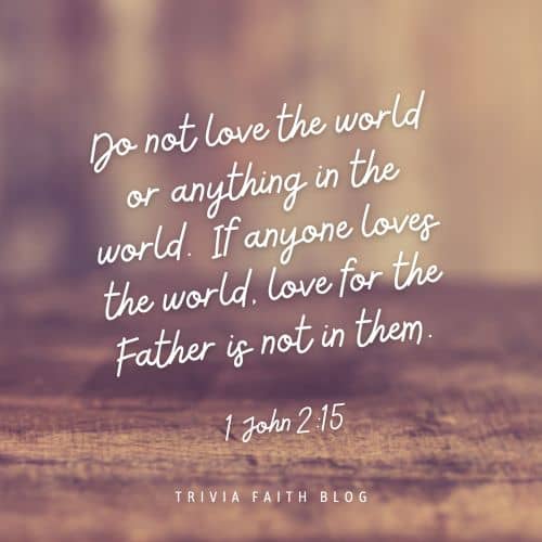 Do not love the world or anything in the world. If anyone loves the world, love for the Father is not in them