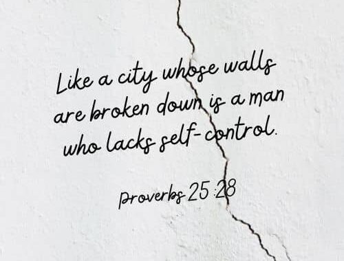 Like a city whose walls are broken down is a man who lacks self control.