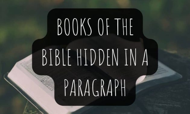 Books Of The Bible Hidden In A Paragraph